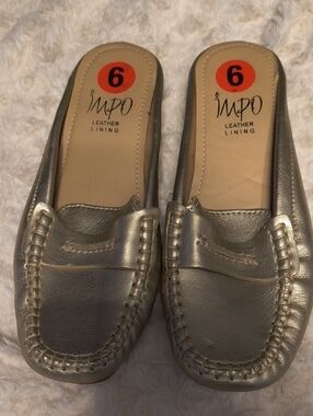Impo Metallic Silver Slip-On Moccasin Loafers